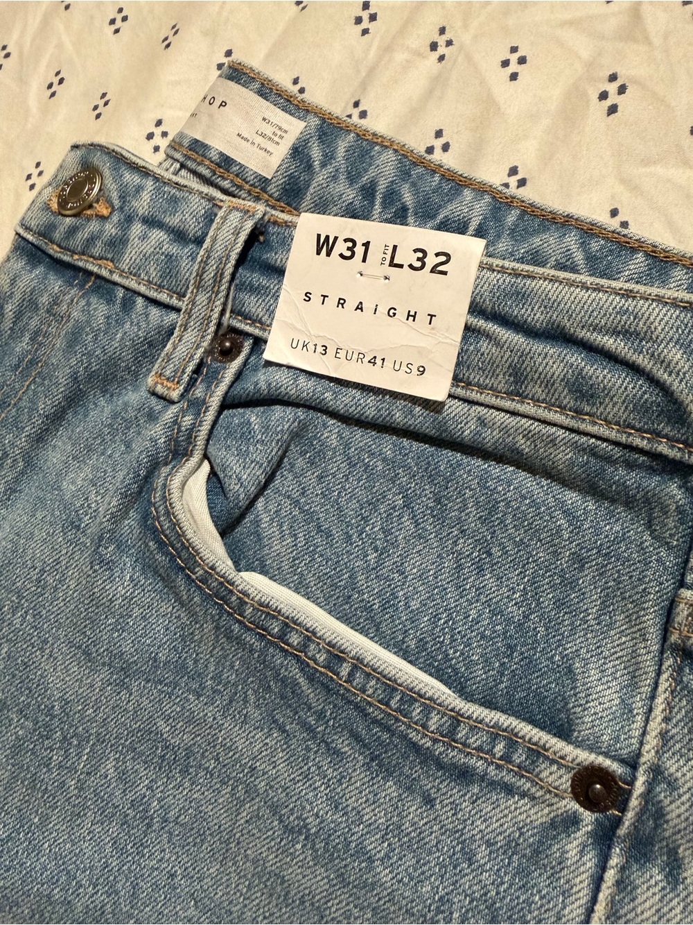 Topshop Straight High-Waist Women’s Jeans in Light Blue - W31 L32